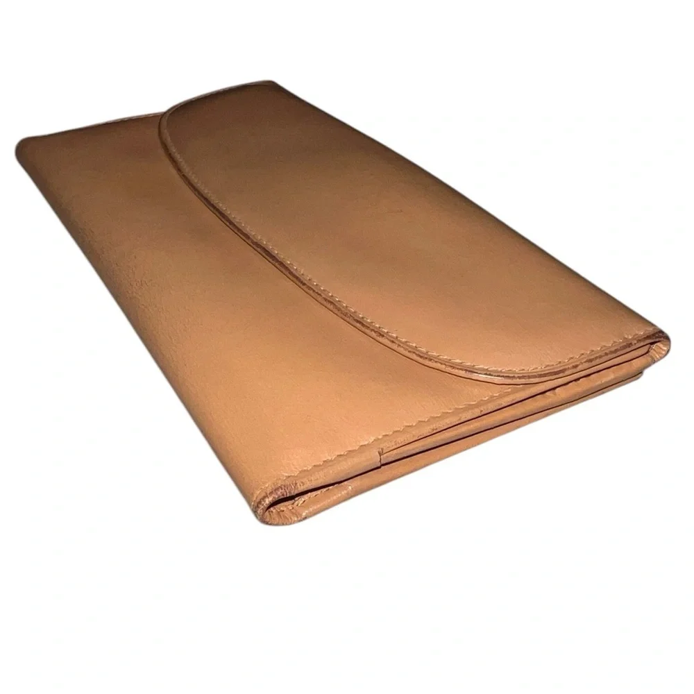 Gucci Vintage Horse Bit Long Wallet Tan Italian Leather Brass Hardware Neutral - Picture 6 of 16